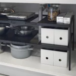 Yamazaki TOWER Extendable Shelf, Black, Detail View 3 | One Horizon
