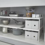 Yamazaki TOWER Extendable Shelf, White, Detail View 3 | One Horizon