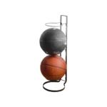 Yamazaki Ballständer FRAME in Schwarz, mit Basketball und Ball freigestellt auf weissem Hintergrund
