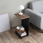 Yamazaki TOWER Side Table with Casters, Black, Detail View 3 | One Horizon