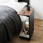 Yamazaki TOWER Side Table with Casters, Black, Detail View 4 | One Horizon