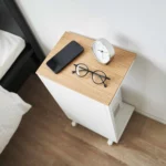 Yamazaki TOWER Side Table with Casters, White, Detail View 6 | One Horizon