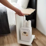 Yamazaki TOWER Side Table with Casters, White, Detail View 7 | One Horizon