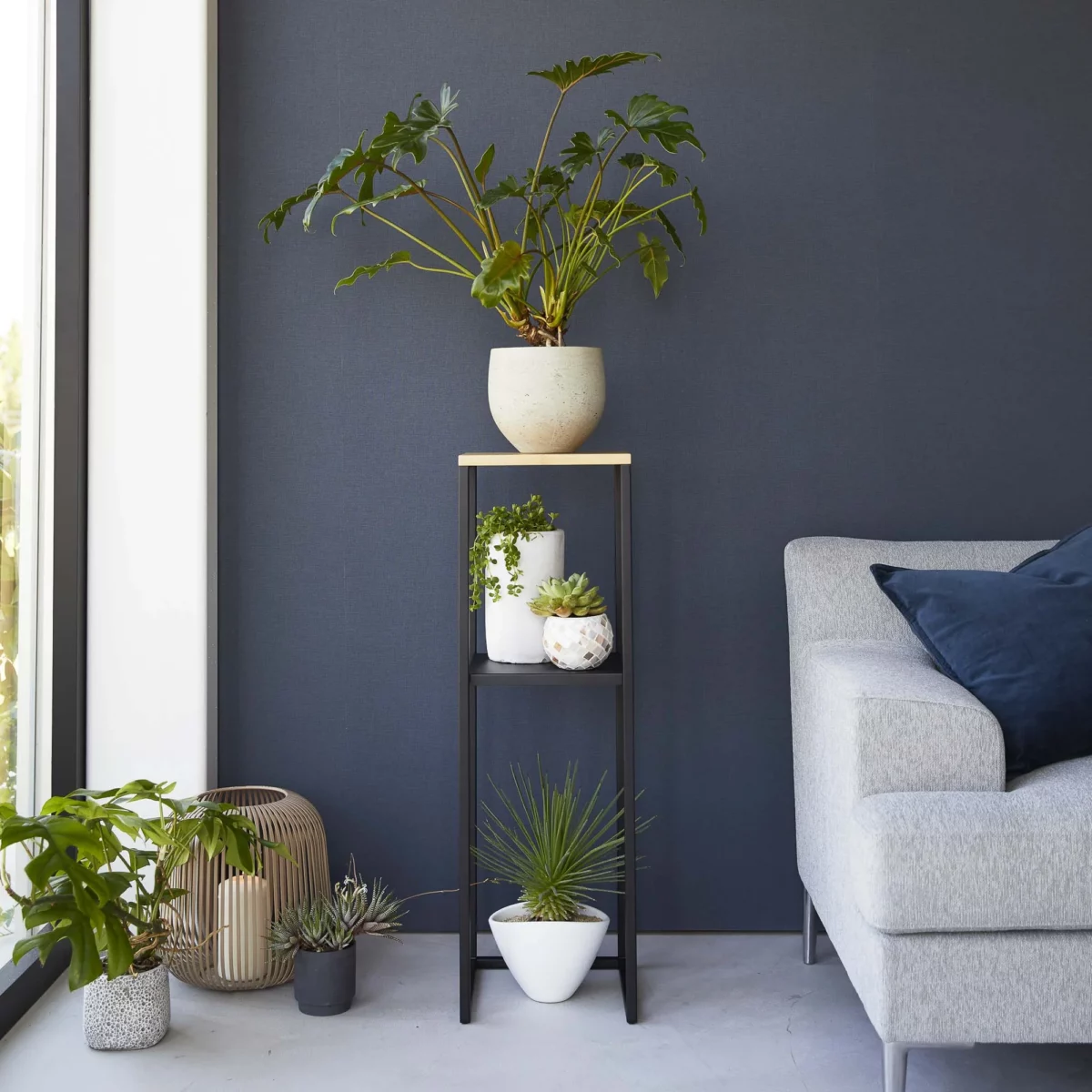 Yamazaki TOWER Decorative Shelf, Black, Detail View 2 | One Horizon