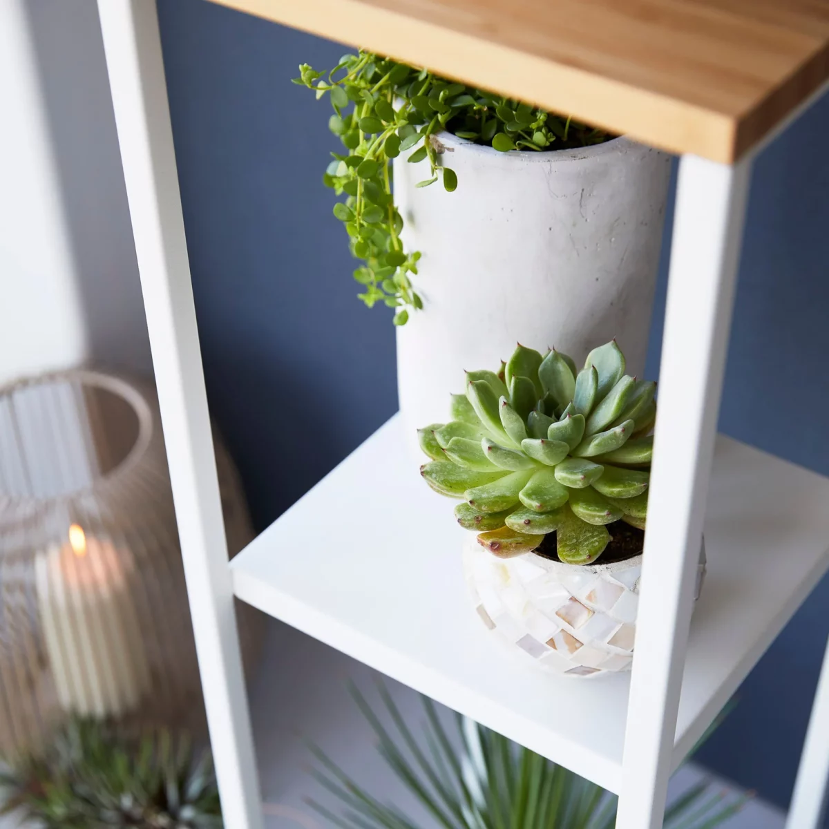 Yamazaki TOWER Decorative Shelf, White, Detail View 7 | One Horizon