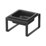 Yamazaki TOWER Food Bowl, single, with stand, in black, shown empty on a white background