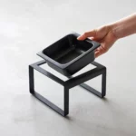 Yamazaki TOWER Food Bowl, single, with stand in black; the ceramic bowl lifts out of the stand by hand
