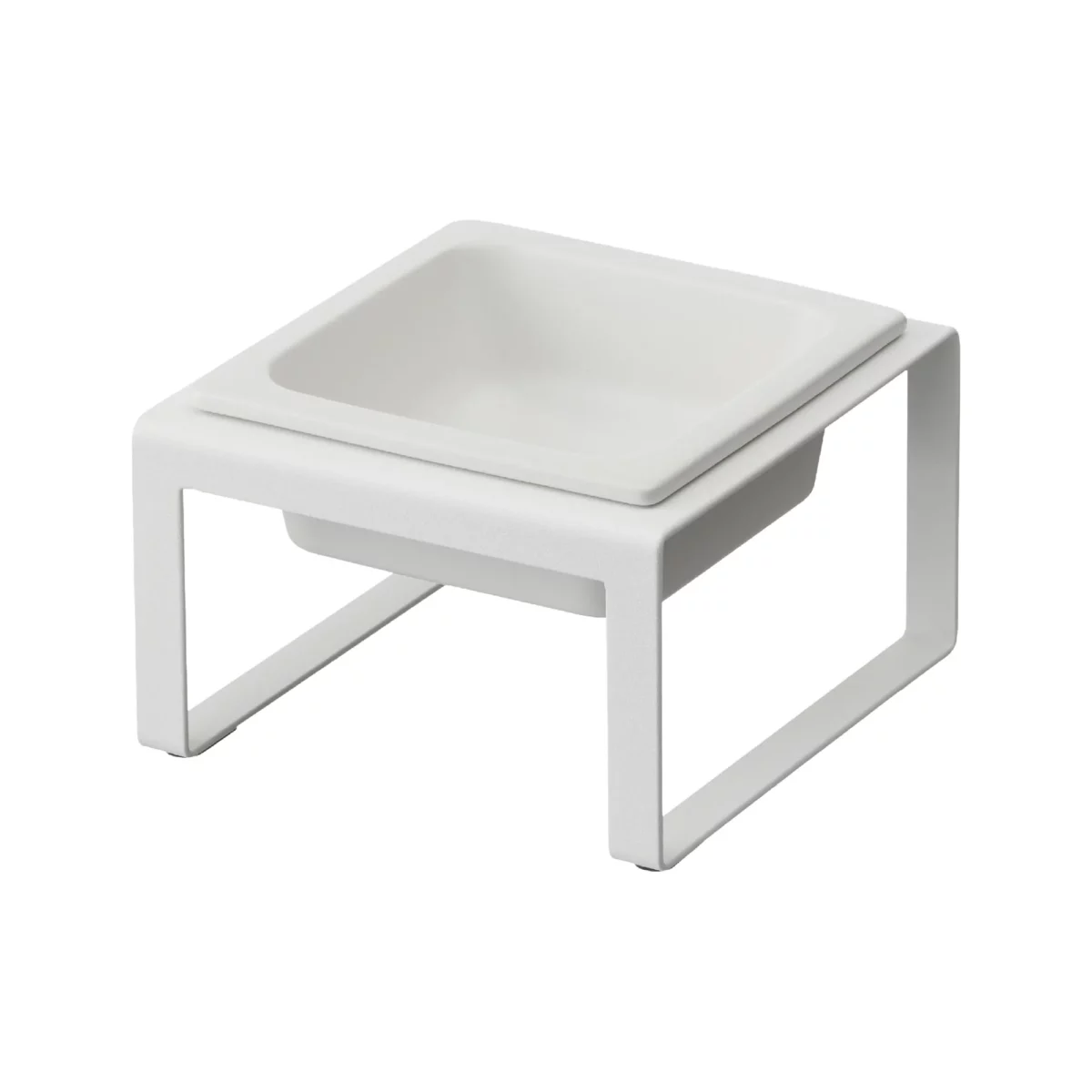 Yamazaki TOWER Food Bowl, single, with stand, in white, shown empty on a white background