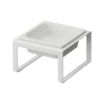 Yamazaki TOWER Food Bowl, single, with stand, in white, shown empty on a white background