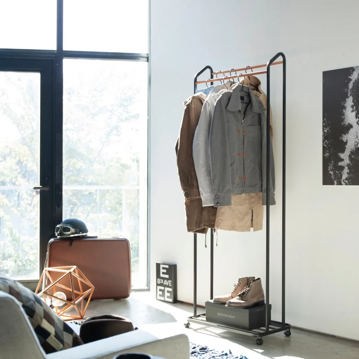 Yamazaki Garderobe mit Rollen TOWER Schwarz, Detailansicht 8 | One Horizon