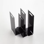 Yamazaki TOWER Towel Storage, Set of 2 in Black; both pieces shown individually on a white background