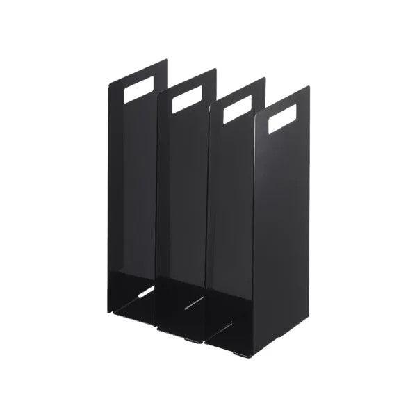 Lot de 2 porte-serviettes TOWER de Yamazaki, en noir, les deux pièces assemblées, photo de détail sur fond blanc