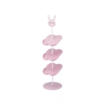 Yamazaki Kinder-Schuhregal in Pink, mit Hasenkopf und drei Ablagen, freigestellt auf weissem Grund