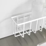 Yamazaki TOWER Film Hook multi-use basket L in white, close-up of the back with the Film Hook mount