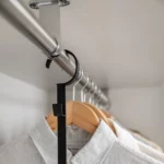 Yamazaki SMART 2-Tier Extendable Clothing Rod in Black, Close-up of the Hanger on the Clothing Rod