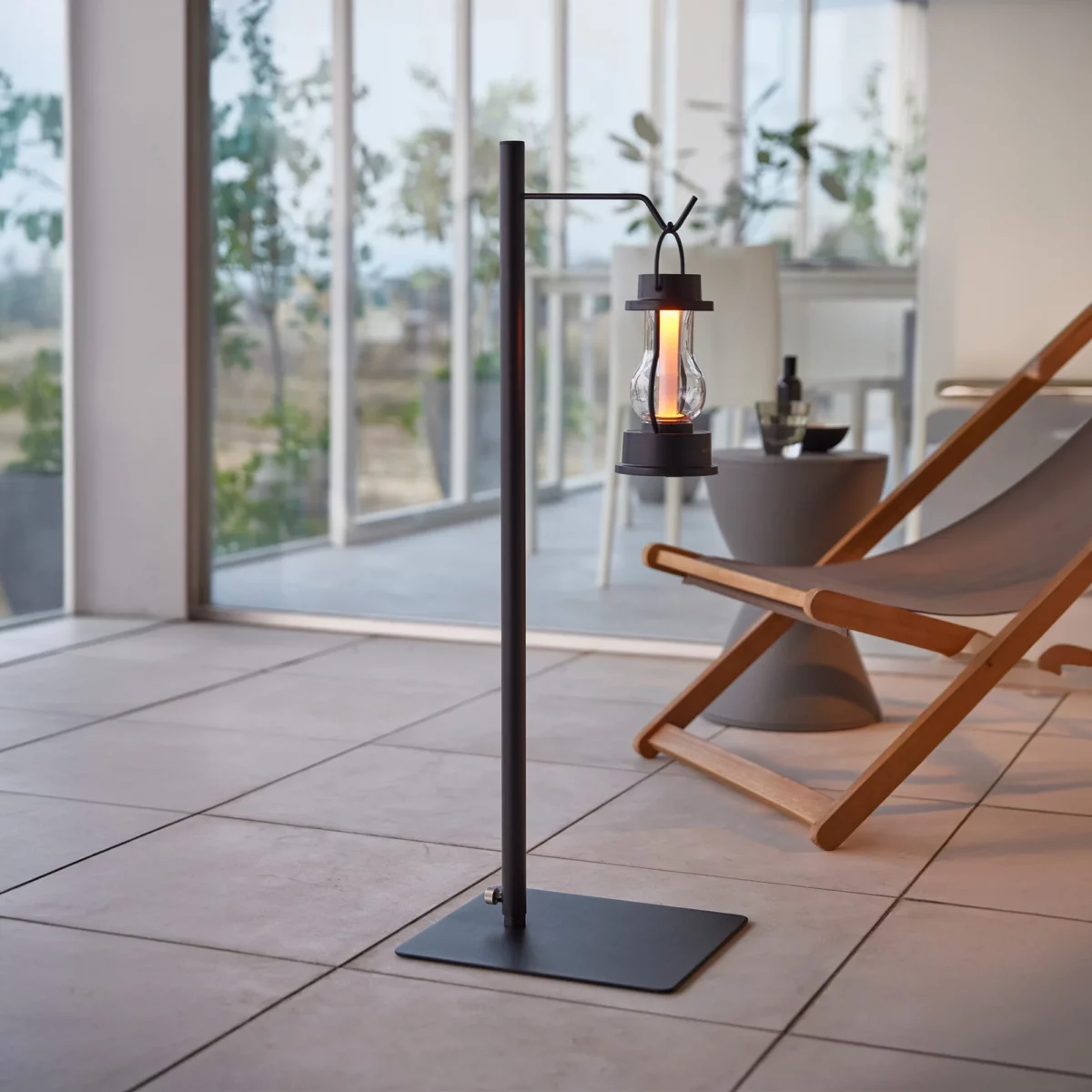Yamazaki TOWER Height-Adjustable Lantern Stand, Black, Detail View 4 | One Horizon