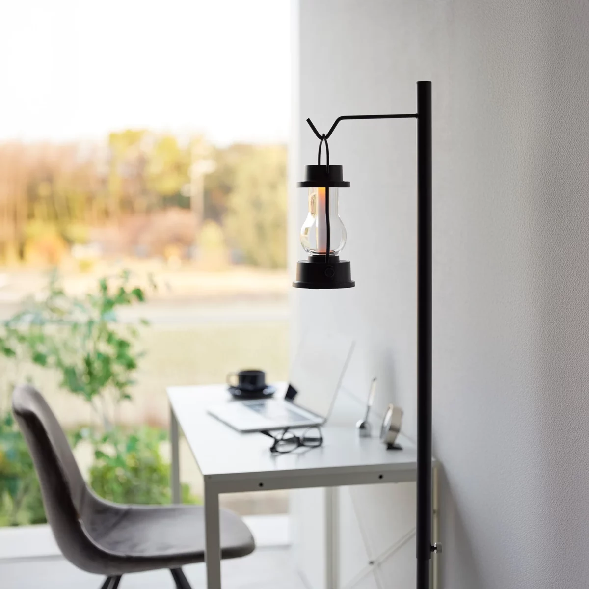 Yamazaki TOWER Height-Adjustable Lantern Stand, Black, Detail View 6 | One Horizon