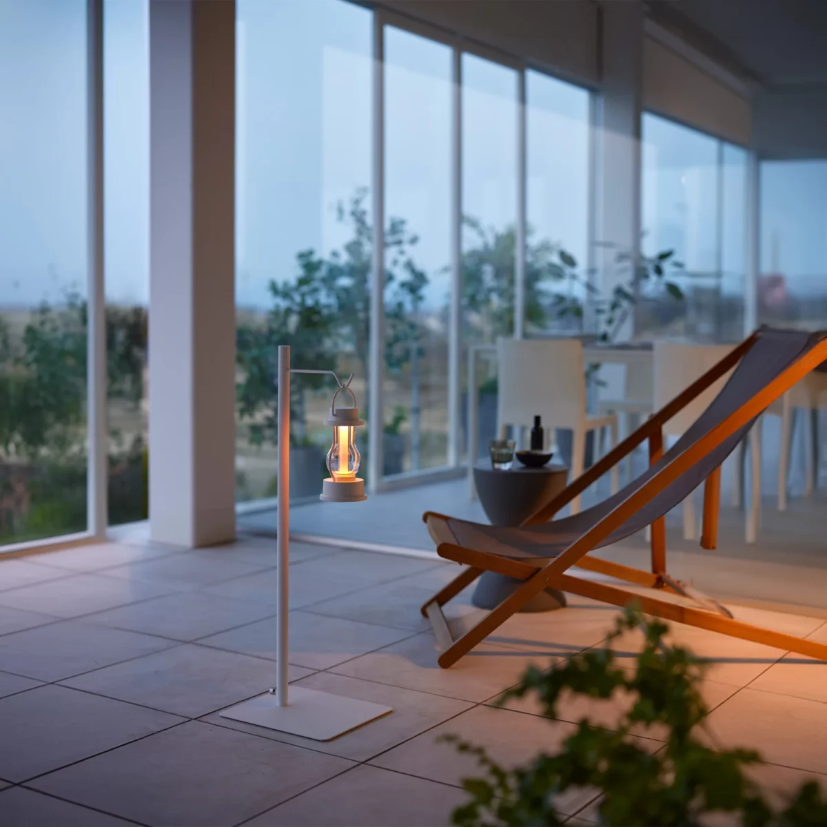 Yamazaki TOWER Height-Adjustable Lantern Stand, White, Detail View 2 | One Horizon