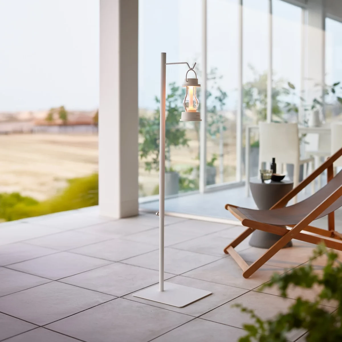Yamazaki TOWER Height-Adjustable Lantern Stand, White, Detail View 3 | One Horizon