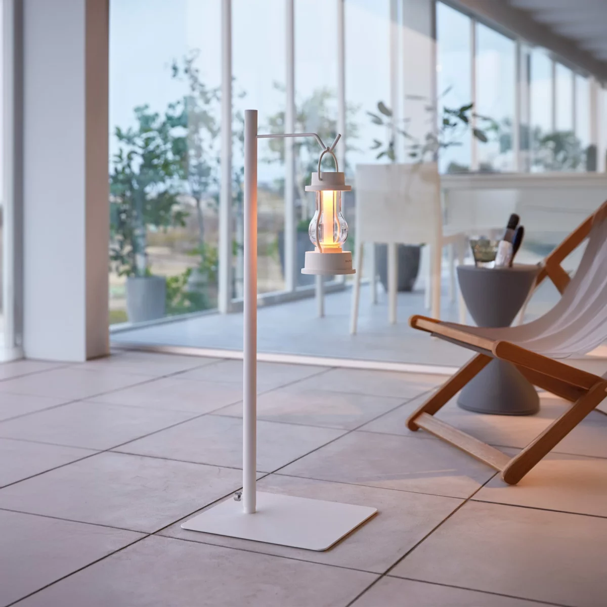 Yamazaki TOWER Height-Adjustable Lantern Stand, White, Detail View 4 | One Horizon