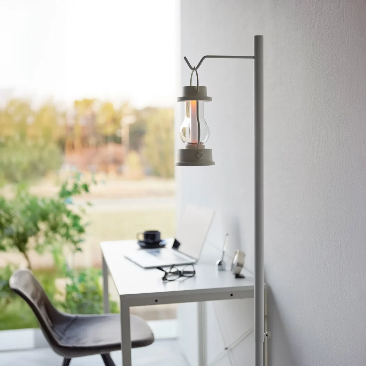 Yamazaki TOWER Height-Adjustable Lantern Stand, White, Detail View 6 | One Horizon