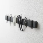 Yamazaki TOWER Magnetic Knife Rack in Black, with Tweezers, Nail Scissors, and Hair Clips