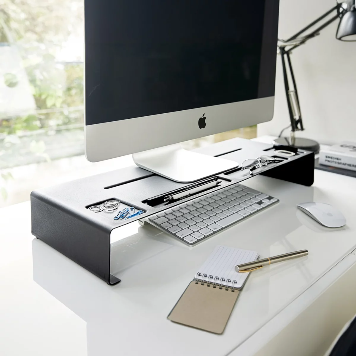 Yamazaki TOWER Monitor Stand, Black, Detail View 2 | One Horizon