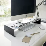 Yamazaki TOWER Monitor Stand, Black, Detail View 2 | One Horizon