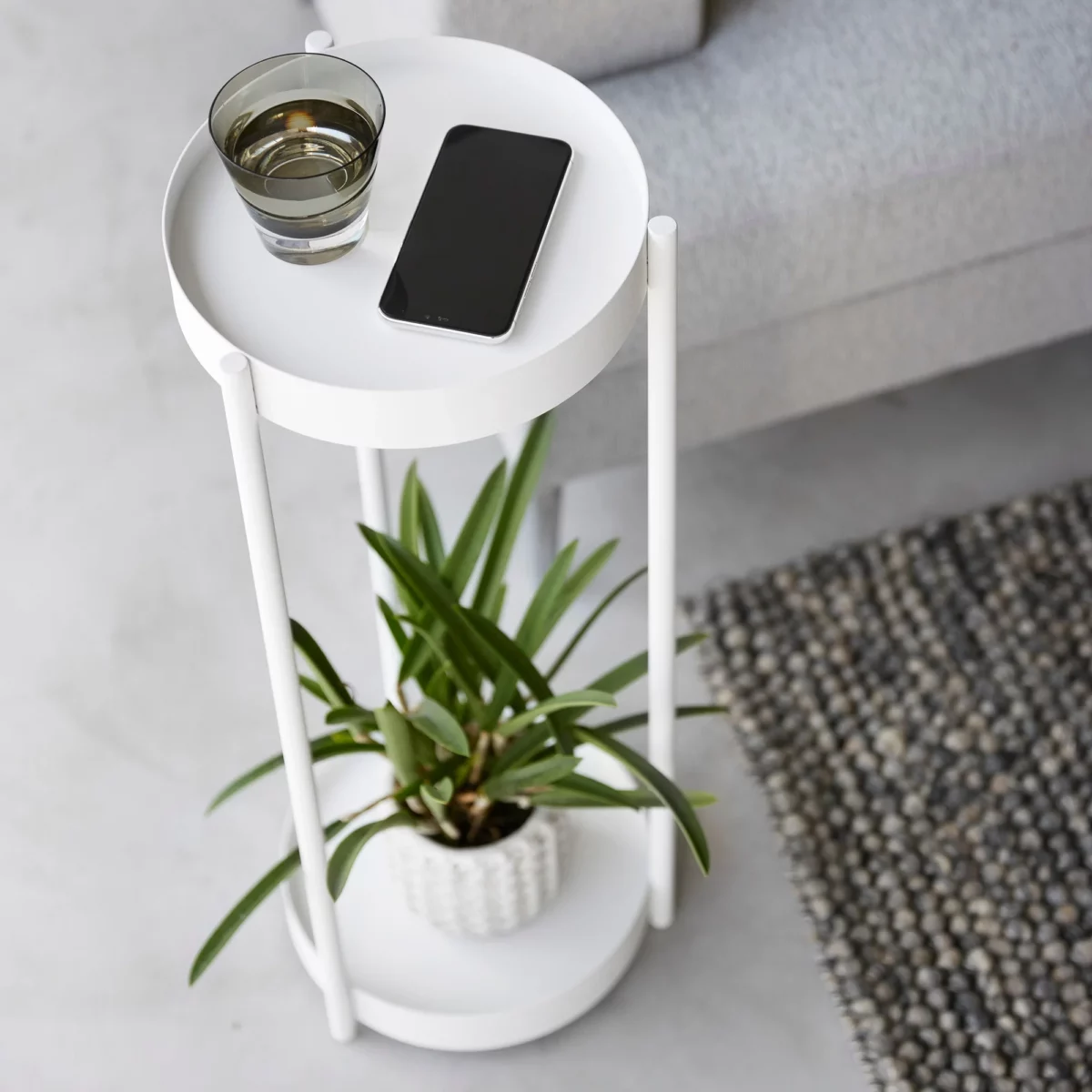 Yamazaki TOWER Plant Stand, White, Detail View 3 | One Horizon