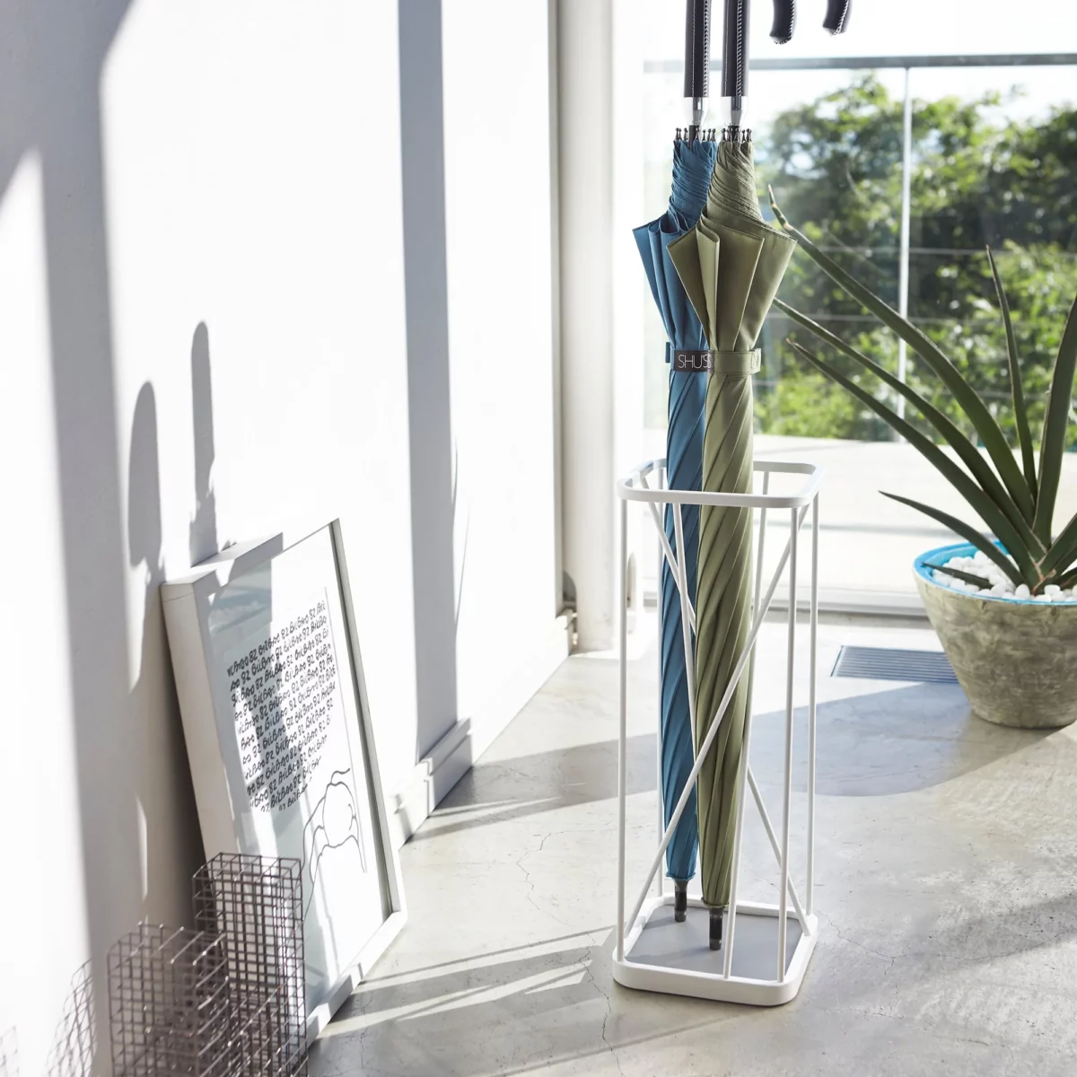 Yamazaki Umbrella Stand with 9 Compartments, White, Detail View 2 | One Horizon