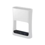 Yamazaki narrow oval umbrella stand in white, shown on its own against a white background