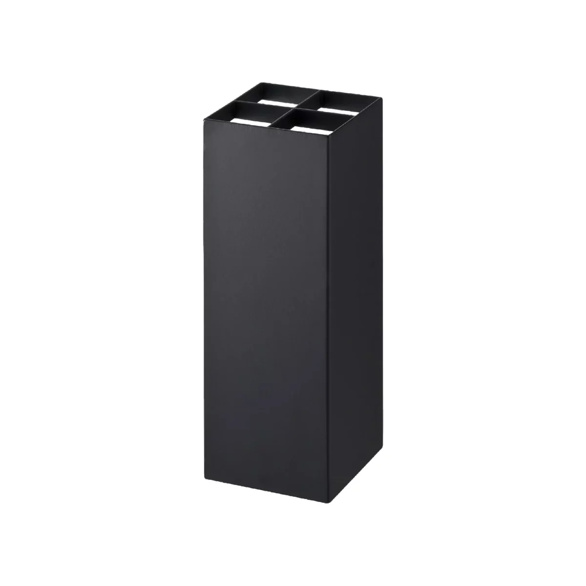 Porte-parapluies Yamazaki SMART d'angle, noir, espace libre en haut, quatre compartiments visibles