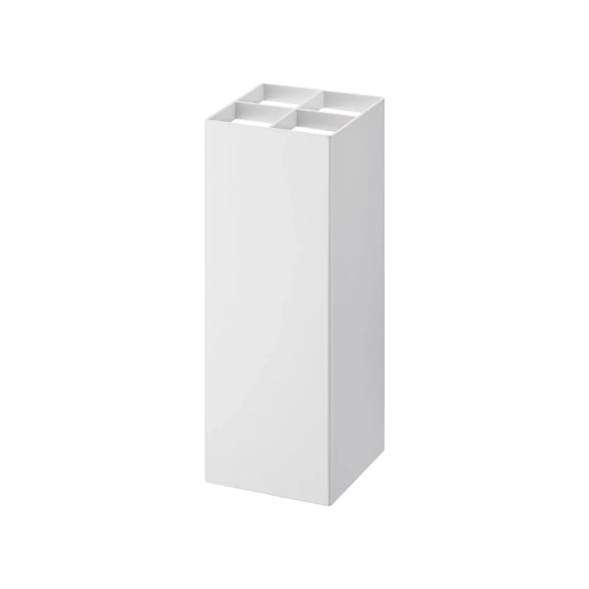 Porte-parapluies Yamazaki SMART d'angle, blanc, espace libre en haut, quatre compartiments visibles