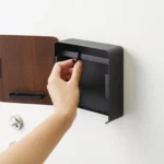 Yamazaki RIN Magnetic Key Cabinet in Black; a hook slides along the rail by hand