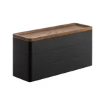 Yamazaki RIN 3-Tier Narrow Jewelry Box in Black, closed and empty, shown against a white background
