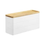 Yamazaki RIN 3-Tier Narrow Jewelry Box in White, closed and empty, shown on a white background