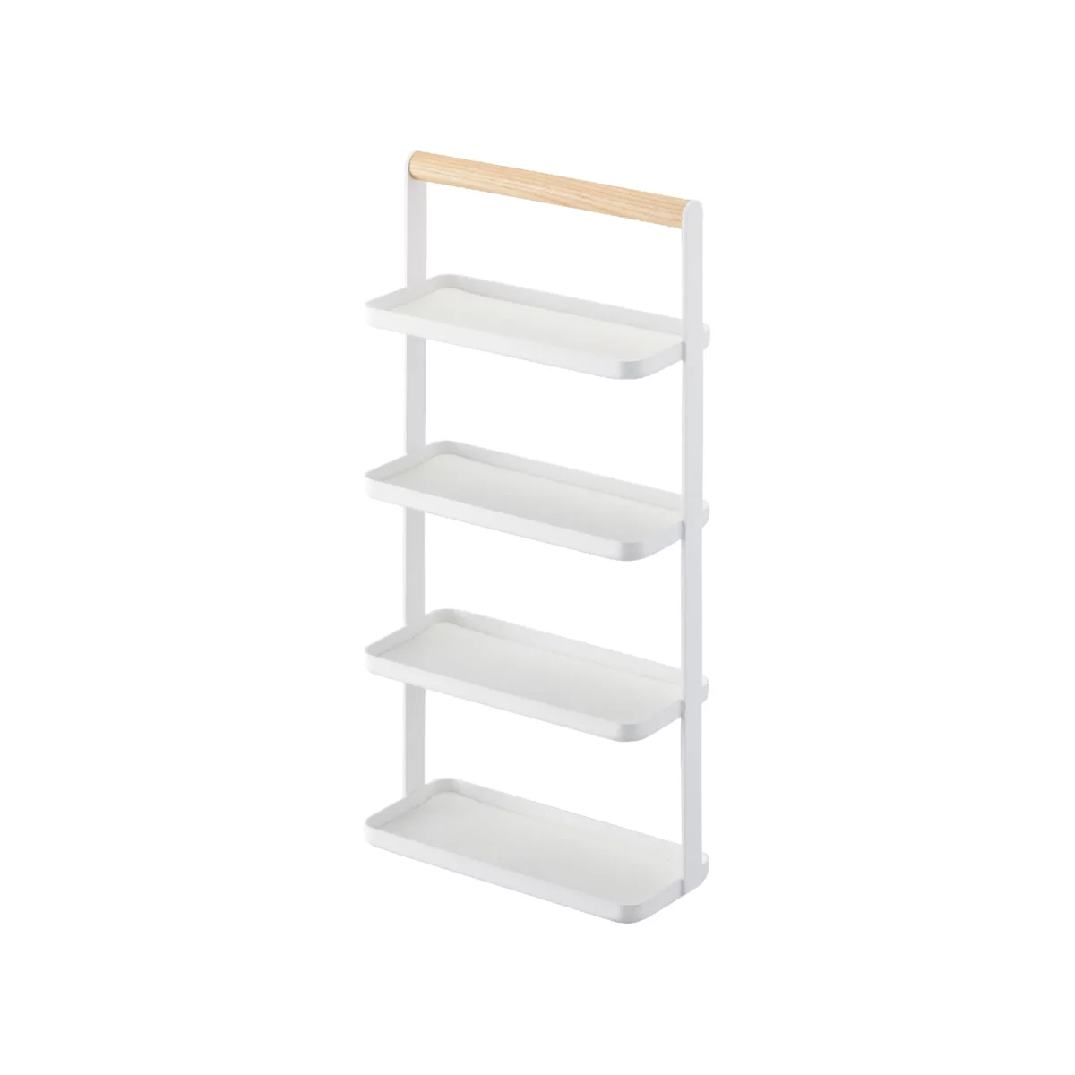 Yamazaki TOSCA 4-Tier Jewelry Stand in White, empty with four open shelves