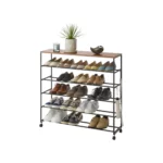 Yamazaki Schuhregal TOWER 5 Ebenen mit Rollen Schwarz | One Horizon