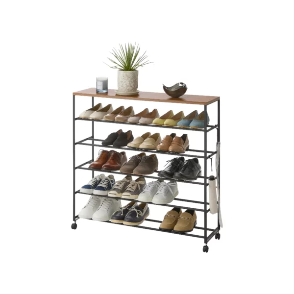 TOWER 5-Tier Shoe Rack with Casters
