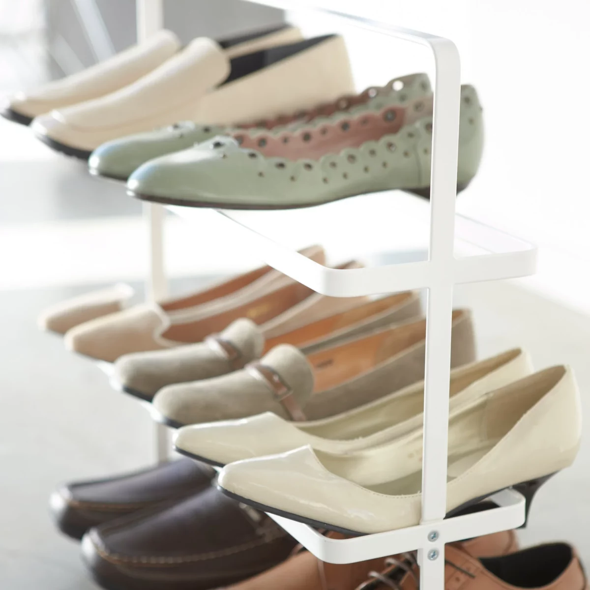Yamazaki TOWER Wide Shoe Rack, White, Detail View 6 | One Horizon