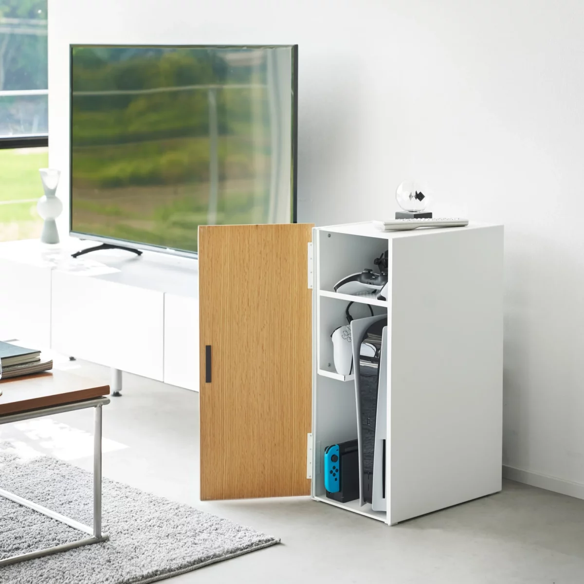 Organiseur pour consoles de jeux Yamazaki TOWER blanc, vue détaillée 2 | One Horizon
