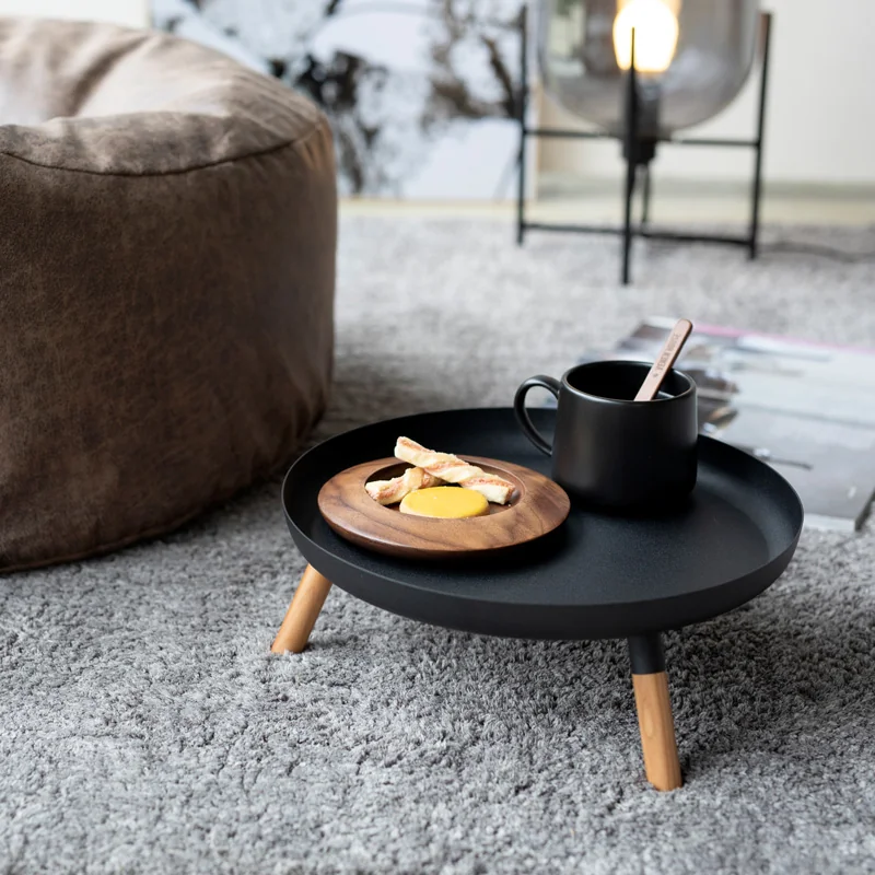 Plateau Yamazaki PLAIN avec pieds en bois, noir, vue détaillée 12 | One Horizon