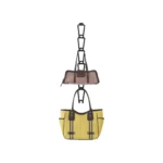 Yamazaki CHAIN S Bag Holder for hanging, in black, featuring two handbags, shown on a white background