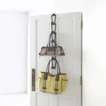 Yamazaki CHAIN S Bag Holder in Black, designed to be hung on a door with two pockets