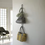 Yamazaki CHAIN S Bag Holder in Black, for hanging; wall-mounted with three pockets