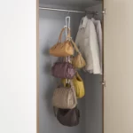 Yamazaki CHAIN S Bag Holder in white, for hanging on the closet rod, with five pockets