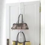 Yamazaki CHAIN S Bag Holder in White, designed to be hung on a door with two bags