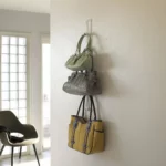 Yamazaki CHAIN S Bag Holder in White, for hanging; wall-mounted with three pockets
