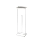 Yamazaki TOWER Toilet Paper Holder with Shelf in White, empty with shelf shown on a white background