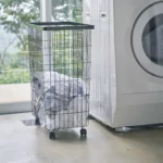Yamazaki TOWER Laundry Basket with Casters, Black, Detail View 3 | One Horizon